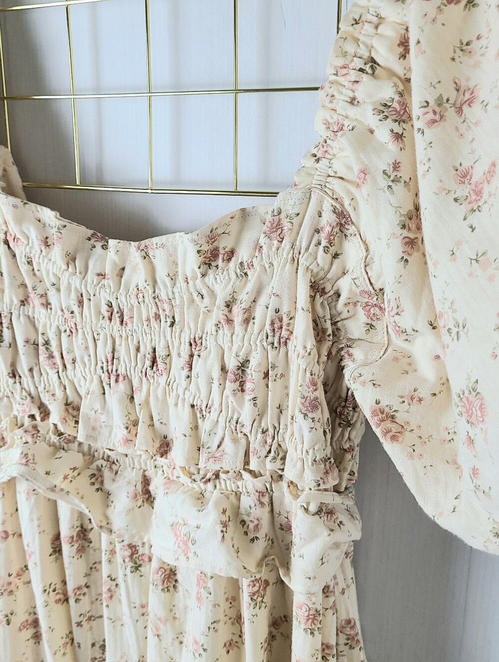 Worth Collective Finley Petal Pink Floral Tie Back Puff Sleeve Midi Dress - Picture 4 of 9